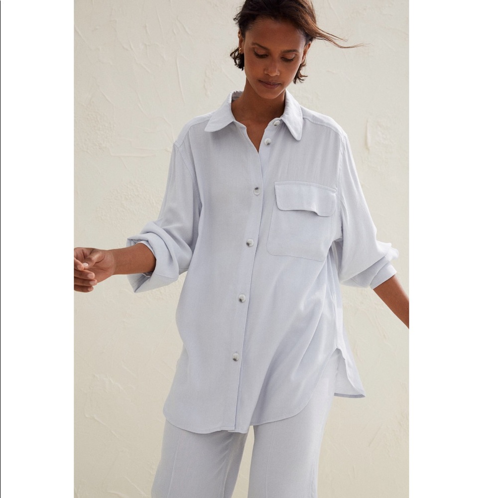 Perfect Summer Cruise  Wide Leg Pants Short Set Viscose Light Baby Blue XS/S